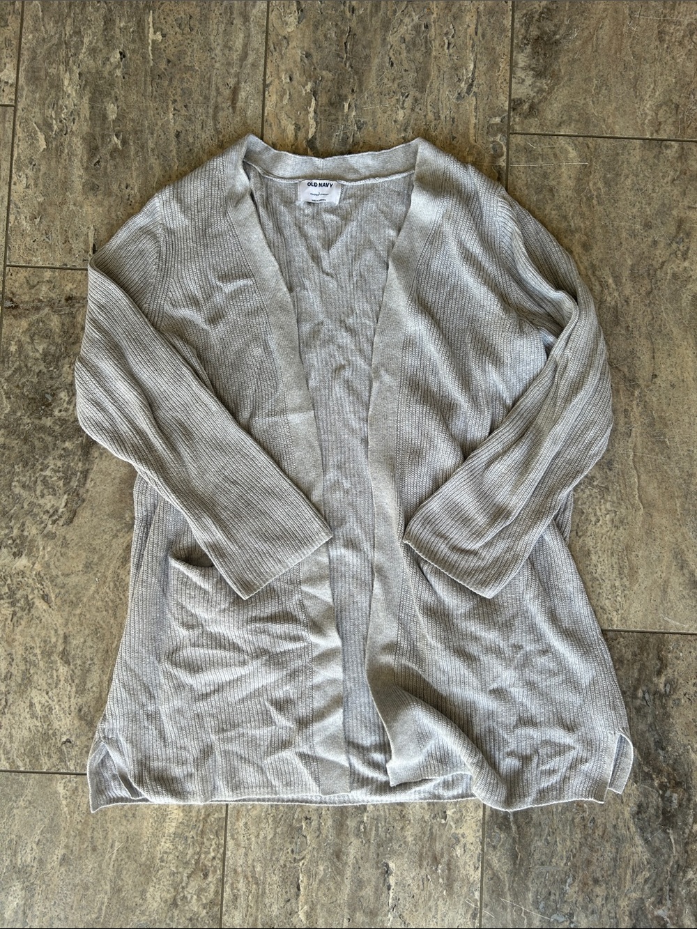 Old Navy Light Gray Ribbed Open Cardigan